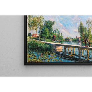 La Passerelle - Chemin de Halage du Canal du Loing - Alfred Sisley | Reproduction Tableau Décoration murale affiche copie