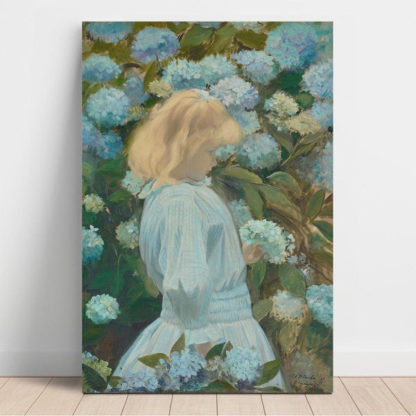 Maalauksen jäljennös La Petite Fille aux Hortensias - Jacques-Émile Blanche