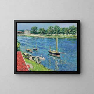 La Seine à Argenteuil, bateaux au mouillage - Gustave Caillebotte | Reproduction Tableau Décoration murale affiche copie
