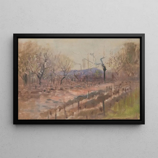 Ladislav Mednynszky - Spring landscape Spring in an orchard.webp