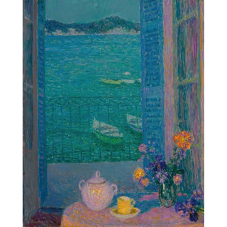 Le Bouquet à la Fenêtre, Villefranche-sur-Mer - Henri Le Sidaner | Reproduction Tableau Décoration murale affiche copie