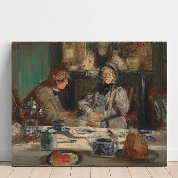 Maalauksen jäljennös Le Peintre Sickert et sa Mère, Petit-déjeuner à Neuville - Jacques-Émile Blanche