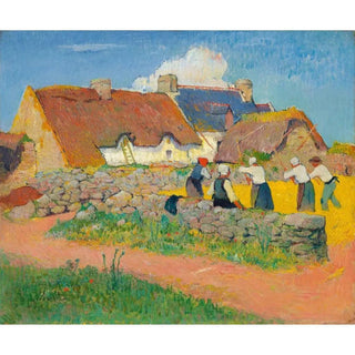 Le battage du blé au village - Henry Moret | Reproduction Tableau Décoration murale affiche copie