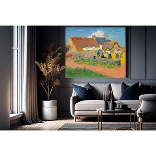 Le battage du blé au village - Henry Moret | Reproduction Tableau Décoration murale affiche copie