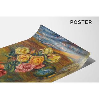 Les Roses au Rideau Bleu - Pierre-Auguste Renoir | Reproduction Tableau Décoration murale affiche copie