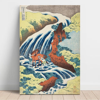 Les chutes d'eau pour chevaux de Yoshitsune à Yoshino - Katsushika Hokusai | Reproduction Tableau Décoration murale affiche copie