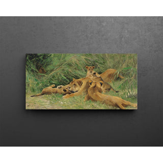 Lions jouant - Wilhelm Kuhnert | Reproduction Tableau Décoration murale affiche copie