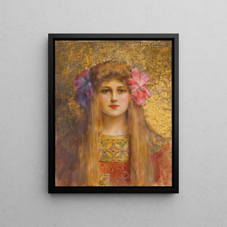 Lon Franois Comerre - Portrait de Femme au turban fleuri.webp