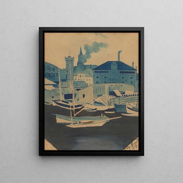 Vue sur le port - Léon Spilliaert — kehystetty taideteos seinällä