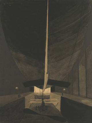 Lon Spilliaert - Het luchtschip Belgique II in zijn loods.webp