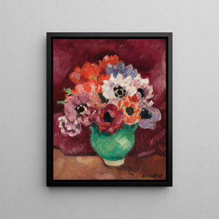 Louis Valtat - Anmones au pichet vert sur fond bordeaux.webp