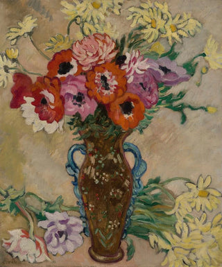Louis Valtat - Vase dcor aux anmones et marguerites jaunes de savane.webp
