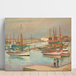 Maisons sur le port à l'île d'Yeu - Henri Lebasque | Reproduction Tableau Décoration murale affiche copie