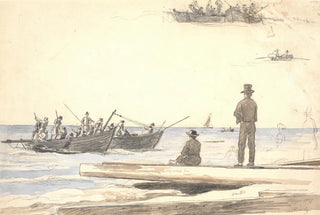 Martinus Rrbye - To fiskerbde sejler ind mod Skagens strand.webp