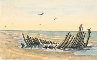 Martinus Rrbye - Wreck on the beach Nordstranden sank on the 9th of May 1832.webp