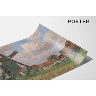 Moulin à vent et village en Belgique - Alfred Zoff | Reproduction Tableau Décoration murale affiche copie