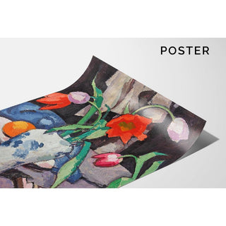 Nature morte avec tulipes et éventail - Samuel John Peploe | Reproduction Tableau Décoration murale affiche copie