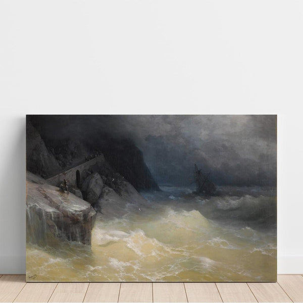Maalauksen jäljennös Merirosvolaiva Mustanmeren rannalla - Ivan Konstantinovich Aivazovsky