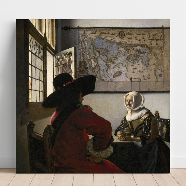 Maalauksen jäljennös Officier et fille qui rit - Johannes Vermeer