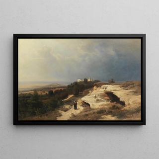 Oswald Achenbach - Campagnalandschaft mit wanderndem Mnch.webp