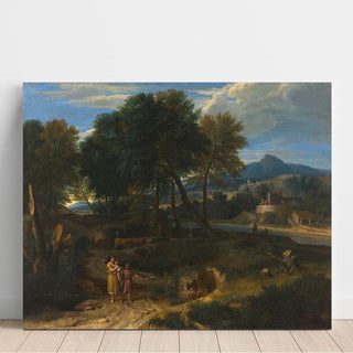 Pastorale avec un jeune pâtre et une femme avec un enfant dans les bras - Jean-François Millet | Reproduction Tableau Décoration murale affiche copie