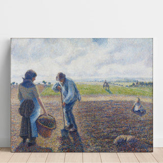 Paysans dans les champs, Éragny - Camille Pissarro | Reproduction Tableau Décoration murale affiche copie