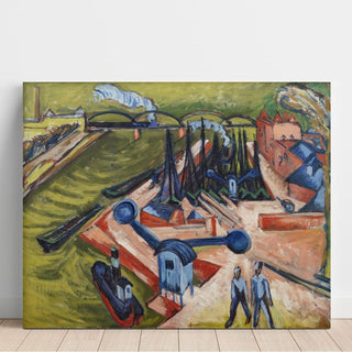 Port occidental de Francfort-sur-le-Main - Ernst Ludwig Kirchner | Reproduction Tableau Décoration murale affiche copie