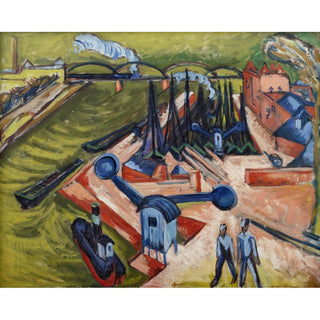 Port occidental de Francfort-sur-le-Main - Ernst Ludwig Kirchner | Reproduction Tableau Décoration murale affiche copie