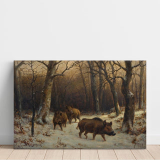 Sangliers dans la neige - Rosa Bonheur | Reproduction Tableau Décoration murale affiche copie