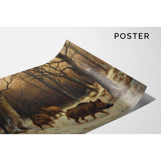 Sangliers dans la neige - Rosa Bonheur | Reproduction Tableau Décoration murale affiche copie