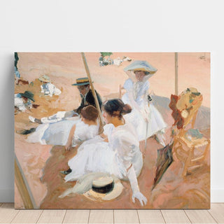 Sous l'auvent, sur la plage de Zarauz - Joaquín Sorolla | Reproduction Tableau Décoration murale affiche copie
