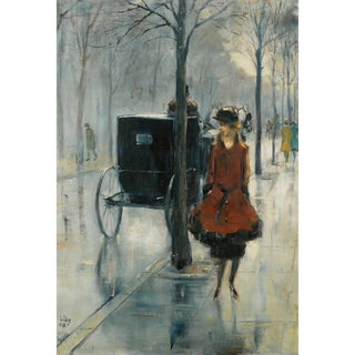 Strassenszene Mit Frau, Berlin de Lesser Ury | Reproduction Tableau Décoration murale affiche copie