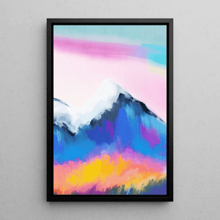 Tableau Coloré – Montagnes Arc-en-Ciel | Affiche Paysage de Montagne Abstrait | Déco Moderne pour Salon ou Bureau