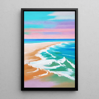 Tableau Coloré – Vagues Pastel | Affiche Bord de Mer Tons Doux | Déco Apaisante pour Salon, Chambre ou Maison de Vacances