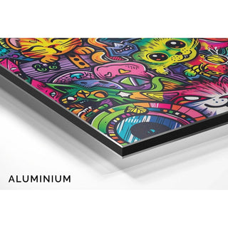 Tableau Pop Art – Jungle Féline | Affiche Colorée Chats Fantaisistes | Poster Graffiti Urbain et Ludique pour Déco Tendance et Déjantée