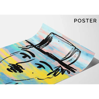 Tableau Street Art – Charlie Chaplin Pastel | Affiche Pop Art Colorée Style Minimaliste | Poster Cinéma Rétro pour Déco Murale