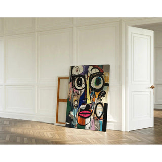 Tableau Street Art – Visage Fracturé | Poster Abstrait Urbain Multicolore | Affiche Moderne d’Art Contemporain Expressif