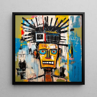 Tableau Street Art – Visage Mécanique de la Rue | Affiche Murale Pop Art Style Basquiat | Déco Urbaine Colorée pour Intérieur Moderne