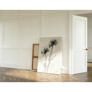 Tableau design noir et blanc – Évanescence Florale | Poster Minimaliste Botanique Élégant | Affiche Contemporaine Fleur Transparente Style Épuré