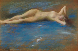 Thomas Wilmer Dewing - Reclining Nude Figure of a Girl.webp