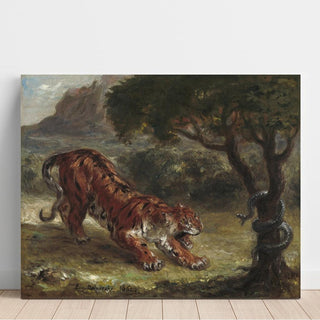 Tigre et serpent - Eugène Delacroix | Reproduction Tableau Décoration murale affiche copie