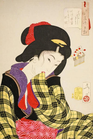 Tsukioka Yoshitoshi - Looking Shy The Manners of a Young Girl of the Meiji Era.webp