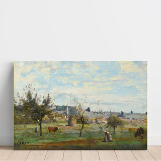 Un Village des Environs de Mantes de Jean-Baptiste Camille Corot | Reproduction Tableau Décoration murale affiche copie