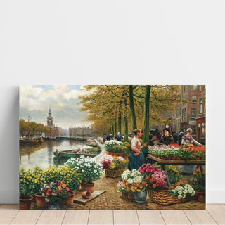 Un marché aux fleurs à Amsterdam - Henri Houben | Reproduction Tableau Décoration murale affiche copie
