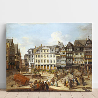 Un marché sur le Römerberg à Francfort - Christian Georg Schütz | Reproduction Tableau Décoration murale affiche copie