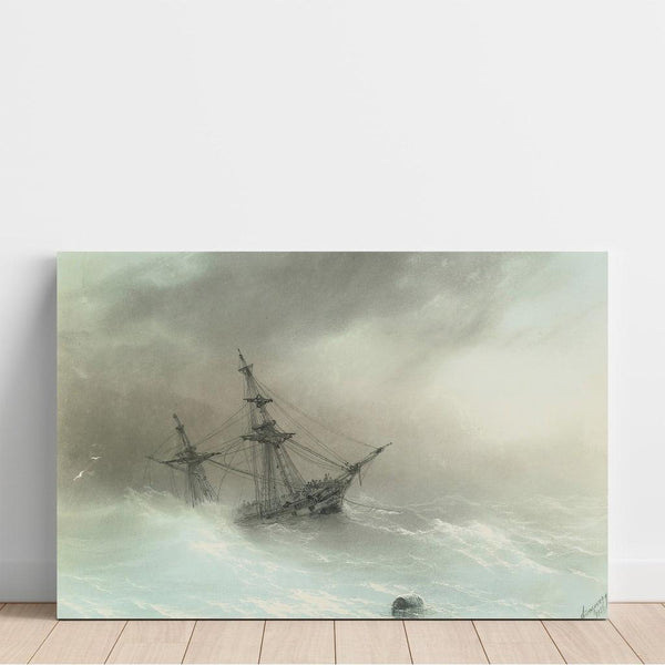 Maalauksen jäljennös Un navire dans une mer agitée - Ivan Konstantinovich Aivazovsky