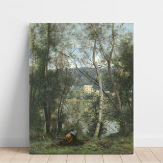 Une Femme Ramassant du Bois à Ville-d'Avray - Jean-Baptiste Camille Corot | Reproduction Tableau Décoration murale affiche copie