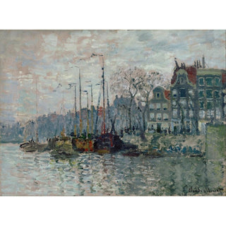 Vue de la Prins Hendrikkade et du Kromme Waal à Amsterdam - Claude Monet | Reproduction Tableau Décoration murale affiche copie
