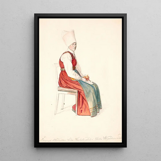 Wilhelm Marstrand - Siddende svensk bondekone med hjt hovedlin.webp