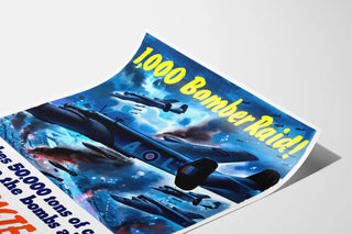 Vintage sotilaspäiväys 1000 pommituslentojen hyökkäys - Juliste seinäkoristeeksi